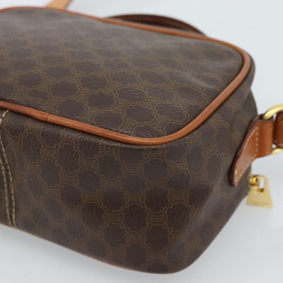 CELINE Macadam Canvas Hand Bag PVC Leather 2way Brown Gold Auth 183953A