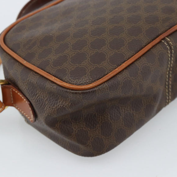 CELINE Macadam Canvas Hand Bag PVC Leather 2way Brown Gold Auth 183953A