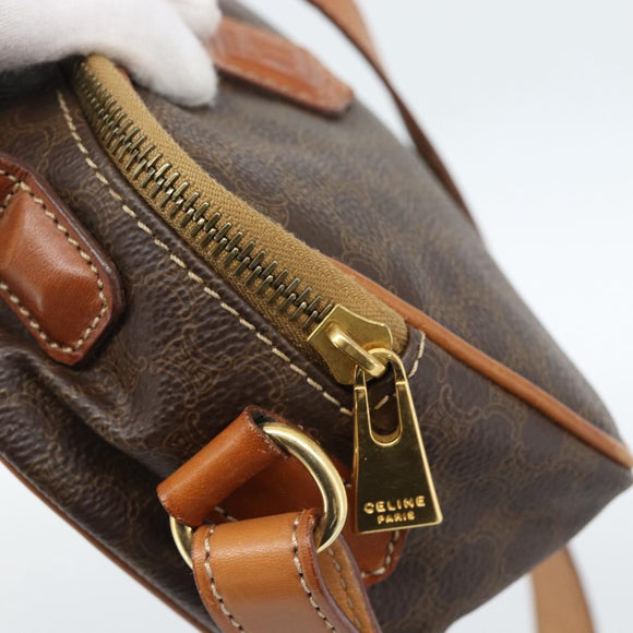 CELINE Macadam Canvas Hand Bag PVC Leather 2way Brown Gold Auth 183953A