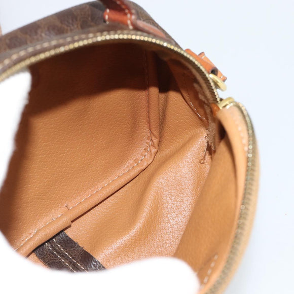 CELINE Macadam Canvas Hand Bag PVC Leather 2way Brown Gold Auth 183953A