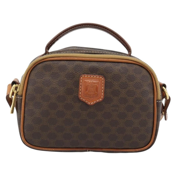 CELINE Macadam Canvas Hand Bag PVC Leather 2way Brown Gold Auth 183953A