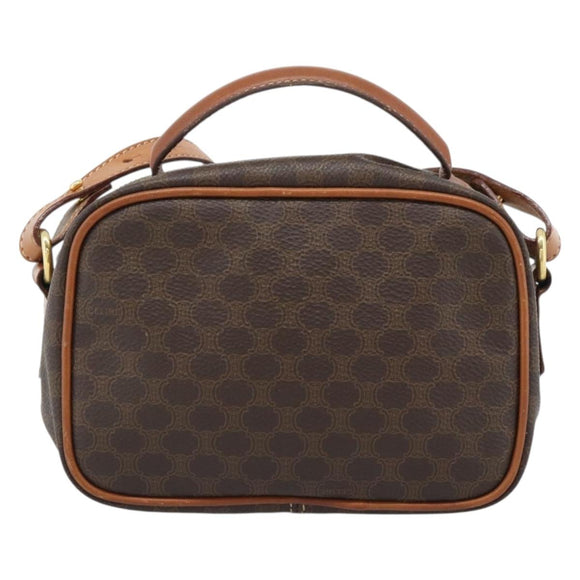 CELINE Macadam Canvas Hand Bag PVC Leather 2way Brown Gold Auth 183953A