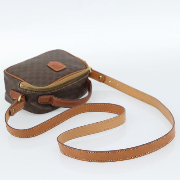 CELINE Macadam Canvas Hand Bag PVC Leather 2way Brown Gold Auth 183953A