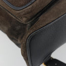 GUCCI Bamboo Backpack Suede Navy Gold 003 2058 0016 Auth 183957-16