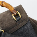 GUCCI Bamboo Backpack Suede Navy Gold 003 2058 0016 Auth 183957-10