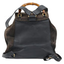 GUCCI Bamboo Backpack Suede Navy Gold 003 2058 0016 Auth 183957-2