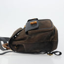 GUCCI Bamboo Backpack Suede Navy Gold 003 2058 0016 Auth 183957-4