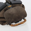 GUCCI Bamboo Backpack Suede Navy Gold 003 2058 0016 Auth 183957-6