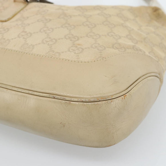 GUCCI GG Canvas Jackie Shoulder Bag Beige Silver 001 3306 Auth 183958