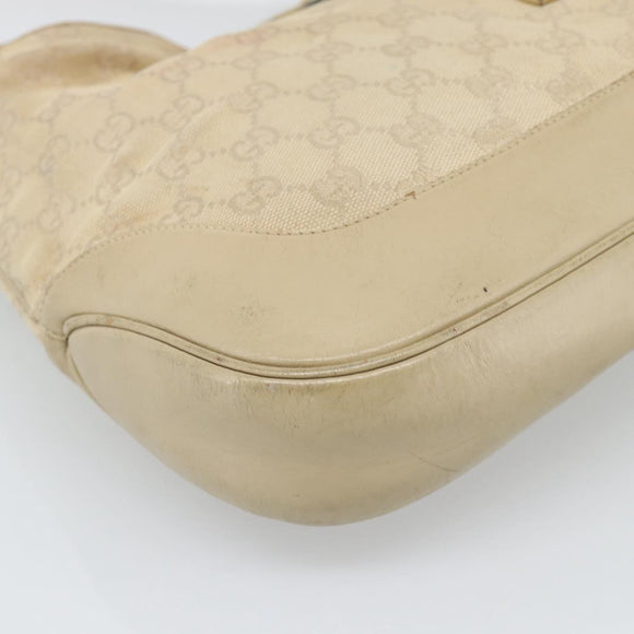 GUCCI GG Canvas Jackie Shoulder Bag Beige Silver 001 3306 Auth 183958