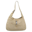 GUCCI GG Canvas Jackie Shoulder Bag Beige Silver 001 3306 Auth 183958-13