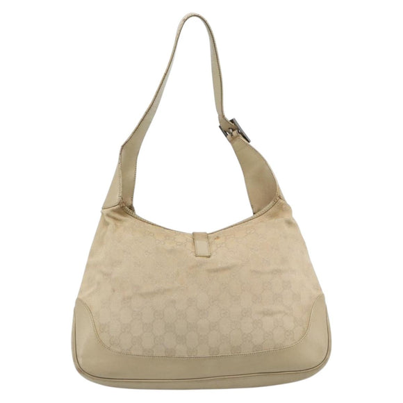GUCCI GG Canvas Jackie Shoulder Bag Beige Silver 001 3306 Auth 183958