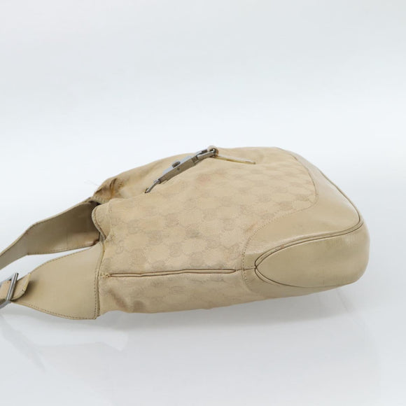 GUCCI GG Canvas Jackie Shoulder Bag Beige Silver 001 3306 Auth 183958