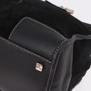 LOEWE Anagram Americana 28 Hand Bag Suede Leather Black Silver Auth 183959V-15