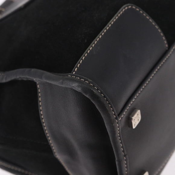 LOEWE Anagram Americana 28 Hand Bag Suede Leather Black Silver Auth 183959V