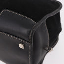 LOEWE Anagram Americana 28 Hand Bag Suede Leather Black Silver Auth 183959V-17