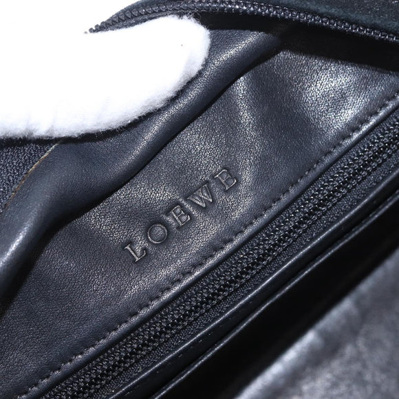 LOEWE Anagram Americana 28 Hand Bag Suede Leather Black Silver Auth 183959V