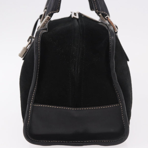 LOEWE Anagram Americana 28 Hand Bag Suede Leather Black Silver Auth 183959V