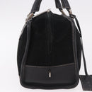 LOEWE Anagram Americana 28 Hand Bag Suede Leather Black Silver Auth 183959V-4