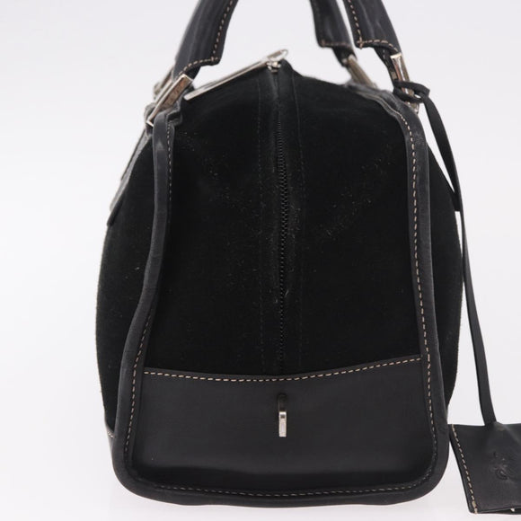 LOEWE Anagram Americana 28 Hand Bag Suede Leather Black Silver Auth 183959V