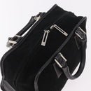 LOEWE Anagram Americana 28 Hand Bag Suede Leather Black Silver Auth 183959V-6