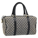 GUCCI GG Canvas Boston Bag Navy Gold Auth 183960-1