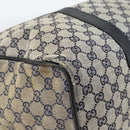 GUCCI GG Canvas Boston Bag Navy Gold Auth 183960-15
