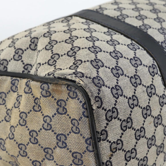GUCCI GG Canvas Boston Bag Navy Gold Auth 183960