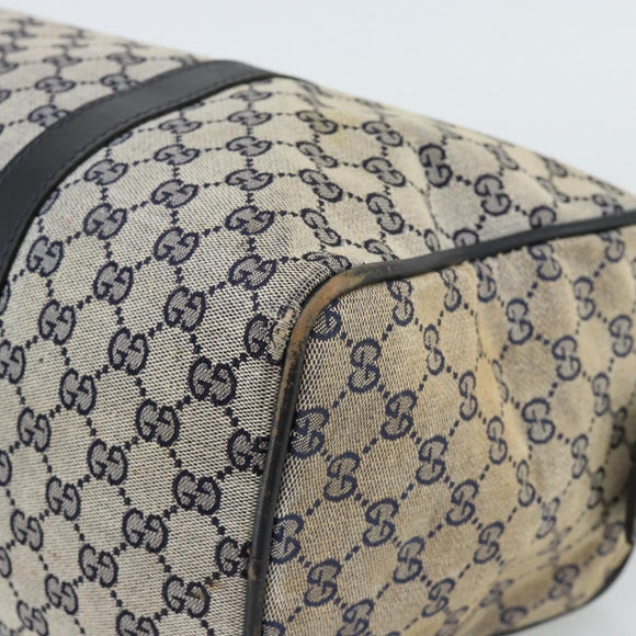 GUCCI GG Canvas Boston Bag Navy Gold Auth 183960
