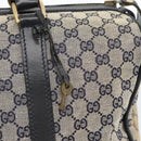 GUCCI GG Canvas Boston Bag Navy Gold Auth 183960-17