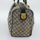 GUCCI GG Canvas Boston Bag Navy Gold Auth 183960-3
