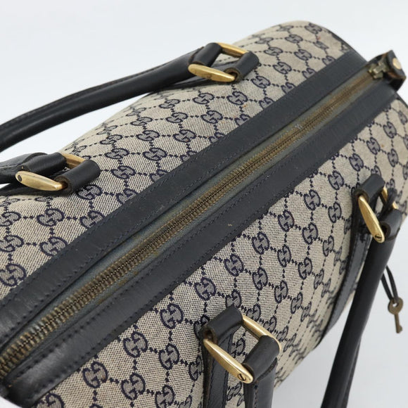 GUCCI GG Canvas Boston Bag Navy Gold Auth 183960