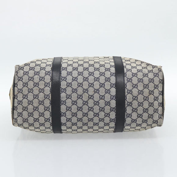 GUCCI GG Canvas Boston Bag Navy Gold Auth 183960