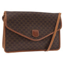 CELINE Macadam Canvas Shoulder Bag PVC Leather Brown Gold Auth 183962-1