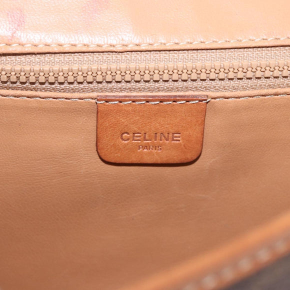 CELINE Macadam Canvas Shoulder Bag PVC Leather Brown Gold Auth 183962