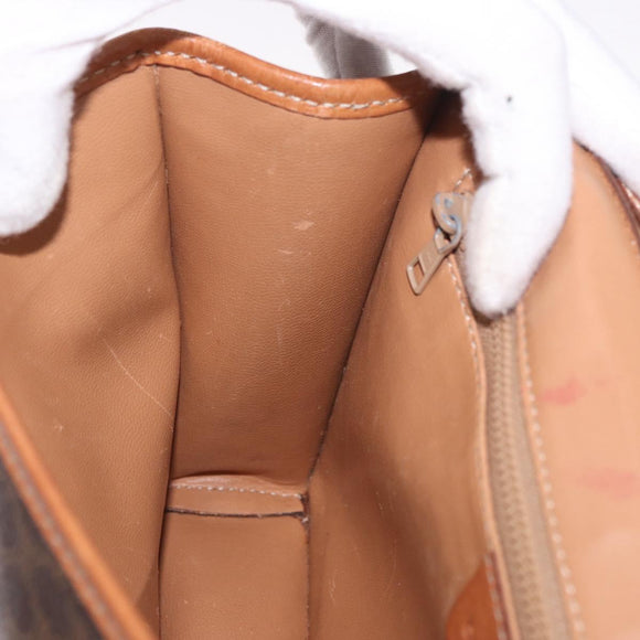 CELINE Macadam Canvas Shoulder Bag PVC Leather Brown Gold Auth 183962