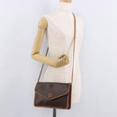 CELINE Macadam Canvas Shoulder Bag PVC Leather Brown Gold Auth 183962-25