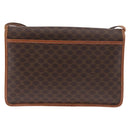 CELINE Macadam Canvas Shoulder Bag PVC Leather Brown Gold Auth 183962-2