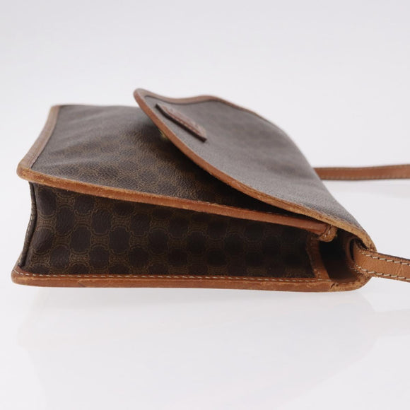 CELINE Macadam Canvas Shoulder Bag PVC Leather Brown Gold Auth 183962