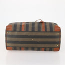 FENDI Pecan Canvas Boston Bag PVC 2way Black Brown Auth 183971-5