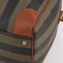FENDI Pecan Canvas Boston Bag PVC 2way Black Brown Auth 183971-9