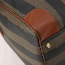 FENDI Pecan Canvas Boston Bag PVC 2way Black Brown Auth 183971-16