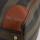 FENDI Pecan Canvas Boston Bag PVC 2way Black Brown Auth 183971-17