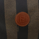 FENDI Pecan Canvas Boston Bag PVC 2way Black Brown Auth 183971-20