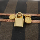 FENDI Pecan Canvas Boston Bag PVC 2way Black Brown Auth 183971-21