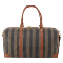 FENDI Pecan Canvas Boston Bag PVC 2way Black Brown Auth 183971-2