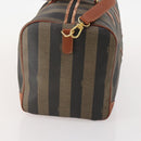 FENDI Pecan Canvas Boston Bag PVC 2way Black Brown Auth 183971-4