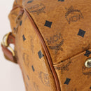 MCM Vicetos Logogram Boston Bag PVC Leather 2way Brown Gold Auth 183972-16