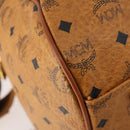 MCM Vicetos Logogram Boston Bag PVC Leather 2way Brown Gold Auth 183972-18