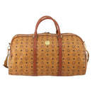 MCM Vicetos Logogram Boston Bag PVC Leather 2way Brown Gold Auth 183972-13